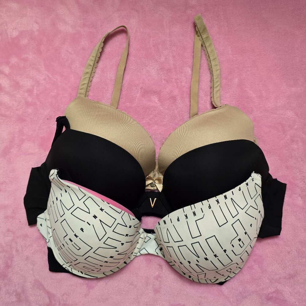 3 pairs of 34DD bras (2 VS & 1 PINK)